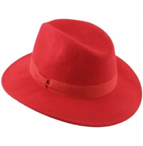 Fedoras Traveller Cavalier Wool Felt Fedora Hat - Rouge - CA187ISC6RR