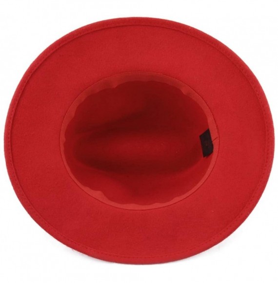 Fedoras Traveller Cavalier Wool Felt Fedora Hat - Rouge - CA187ISC6RR