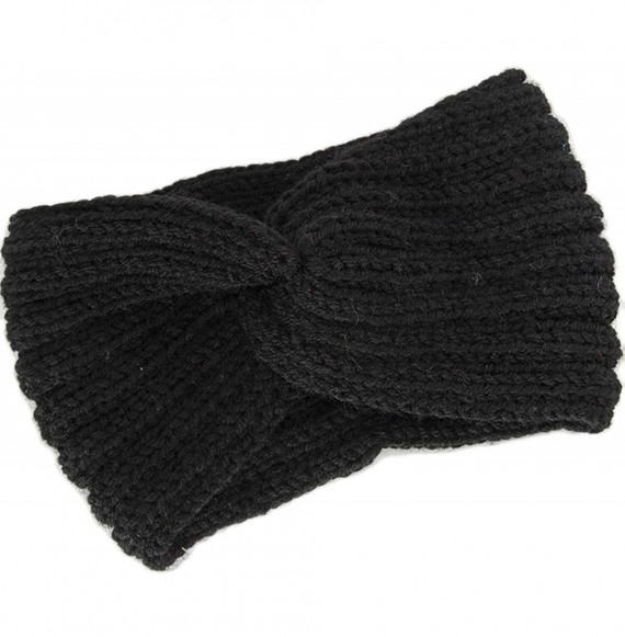 Headbands Women Knitted Twist Headband Turban Hair Band Head Wrap Headwear - Black - CQ18LSU244R