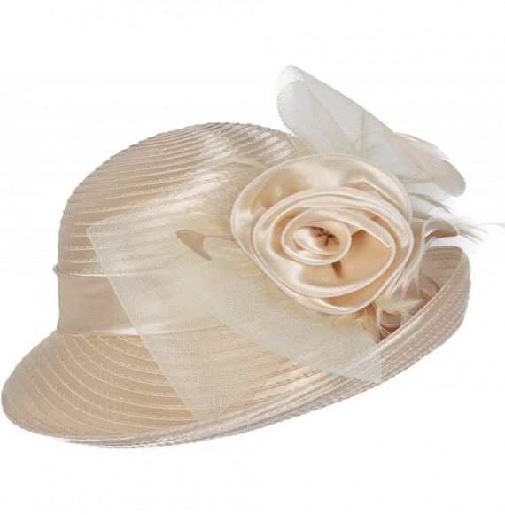 Sun Hats Women Vintage Roll Brim Bowler Cloche Hat for Kentucky Derby Day- Church- Wedding- Party- Formal Occasion - C817Z58EK27