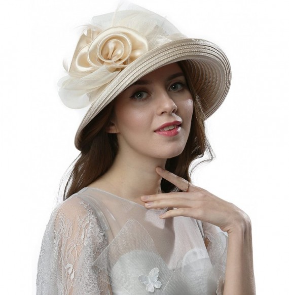 Sun Hats Women Vintage Roll Brim Bowler Cloche Hat for Kentucky Derby Day- Church- Wedding- Party- Formal Occasion - C817Z58EK27