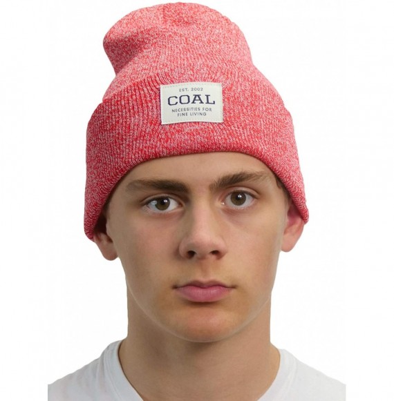 Skullies & Beanies Men's The Uniform Fine Knit Workwear Cuffed Beanie Hat - Red Marl - CU18W5GU3AQ