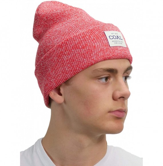 Skullies & Beanies Men's The Uniform Fine Knit Workwear Cuffed Beanie Hat - Red Marl - CU18W5GU3AQ