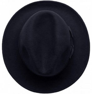 Fedoras Mens Godfather Milano Wool Felt Fedora Grosgrain Band Center Winter Hat - Navy - C718LHN9Z9U