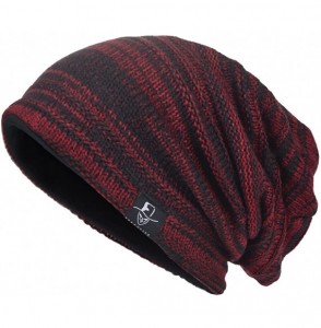 Skullies & Beanies Men's Cool Cotton Beanie Slouch Skull Cap Long Baggy Hip-hop Winter Summer Hat - Twill-claret - C6182HUY73M