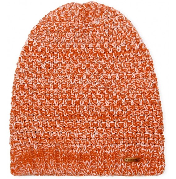 Skullies & Beanies Winter Long Slouchy Beanie Unique Mix Knit Ski Cap Hat Skully for Men & Women - Waffle Mix Orange - C0186H...