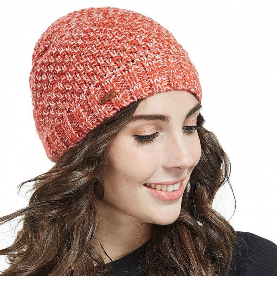 Skullies & Beanies Winter Long Slouchy Beanie Unique Mix Knit Ski Cap Hat Skully for Men & Women - Waffle Mix Orange - C0186H...