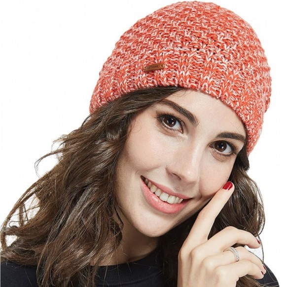 Skullies & Beanies Winter Long Slouchy Beanie Unique Mix Knit Ski Cap Hat Skully for Men & Women - Waffle Mix Orange - C0186H...