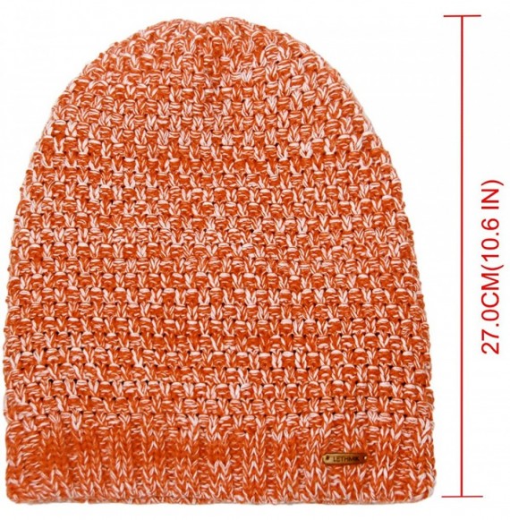 Skullies & Beanies Winter Long Slouchy Beanie Unique Mix Knit Ski Cap Hat Skully for Men & Women - Waffle Mix Orange - C0186H...