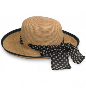 Sun Hats Women's Julia Sun Hat - UPF 50+- Wide Brim- Lightweight- Packable- Designed in Australia. - Natural/Black - CR1206JF3P3