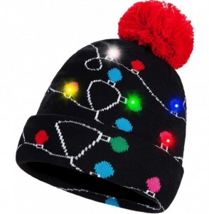 Skullies & Beanies Novelty LED Light Up Christmas Hat Knitted Ugly Sweater Holiday Xmas Beanie Colorful Funny Hat Gift - C318...