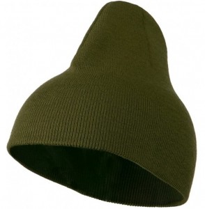 Skullies & Beanies 8 inch Acrylic Short Blank Beanie - Olive - CM11BKZVDK7