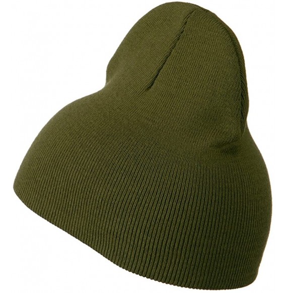 Skullies & Beanies 8 inch Acrylic Short Blank Beanie - Olive - CM11BKZVDK7