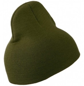 Skullies & Beanies 8 inch Acrylic Short Blank Beanie - Olive - CM11BKZVDK7