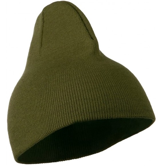 Skullies & Beanies 8 inch Acrylic Short Blank Beanie - Olive - CM11BKZVDK7