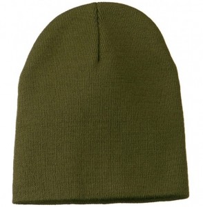 Skullies & Beanies 8 inch Acrylic Short Blank Beanie - Olive - CM11BKZVDK7