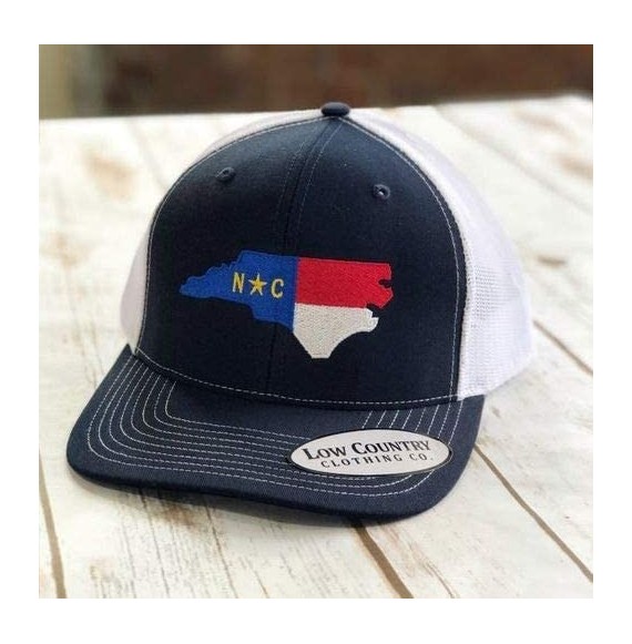 Baseball Caps Official North Carolina State Flag Adjustable Hat - Embroidered on 112 Trucker Hat - Navy - CQ18Q8SI7NS