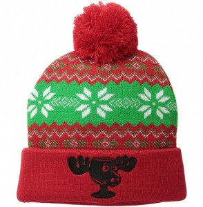 Skullies & Beanies Men's National Lampoon's Intarsia Knit Pom Beanie - Red - CR128NJG3J3