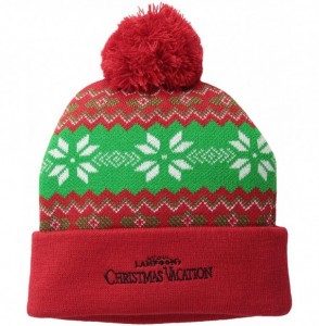 Skullies & Beanies Men's National Lampoon's Intarsia Knit Pom Beanie - Red - CR128NJG3J3