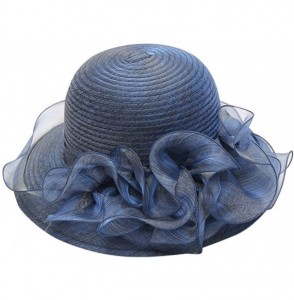 Fedoras Women's Organza Church Kentucky Derby Fascinator Bridal Tea Party Wedding Hat - Navy - C518SR6GSEC