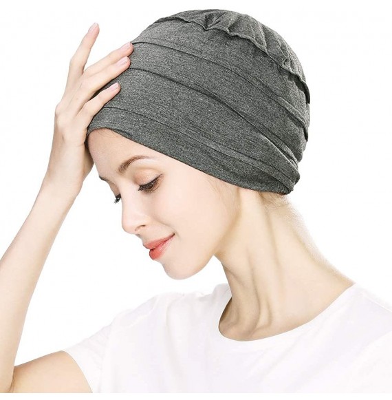 Skullies & Beanies Headwrap Head Scarf Chemo Beanie Hat Slouchy Cancer Turban Sleeping Hat - 99047dark Grey - CM18Y7NDED0