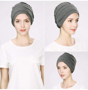 Skullies & Beanies Headwrap Head Scarf Chemo Beanie Hat Slouchy Cancer Turban Sleeping Hat - 99047dark Grey - CM18Y7NDED0