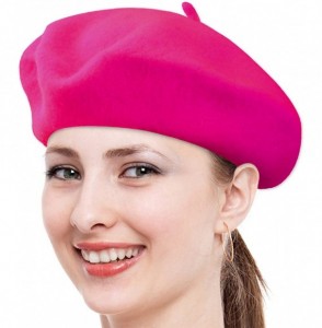 Berets Classic Solid Color Wool French Beret (Fuchsia) - C711CS1GQAD