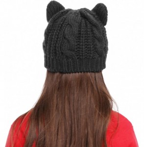 Skullies & Beanies Women's Hat Cat Ear Crochet Braided Knit Caps - Black_child - CA1873MRZ7Y