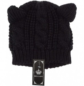 Skullies & Beanies Women's Hat Cat Ear Crochet Braided Knit Caps - Black_child - CA1873MRZ7Y