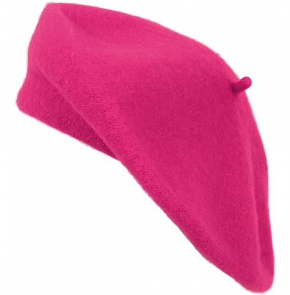 Berets Classic Solid Color Wool French Beret (Fuchsia) - C711CS1GQAD