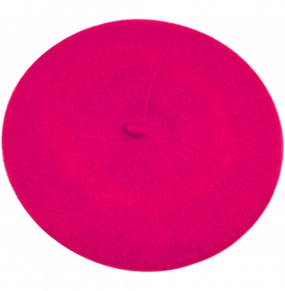 Berets Classic Solid Color Wool French Beret (Fuchsia) - C711CS1GQAD