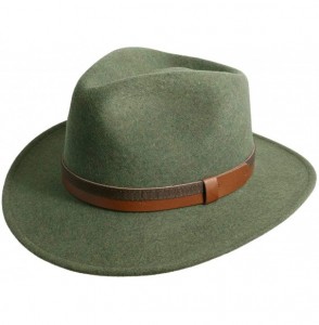 Fedoras Men's Classic Traveller III Wool Felt Fedora Hat Packable Water Repellent - Vert - CP1237YLAXR