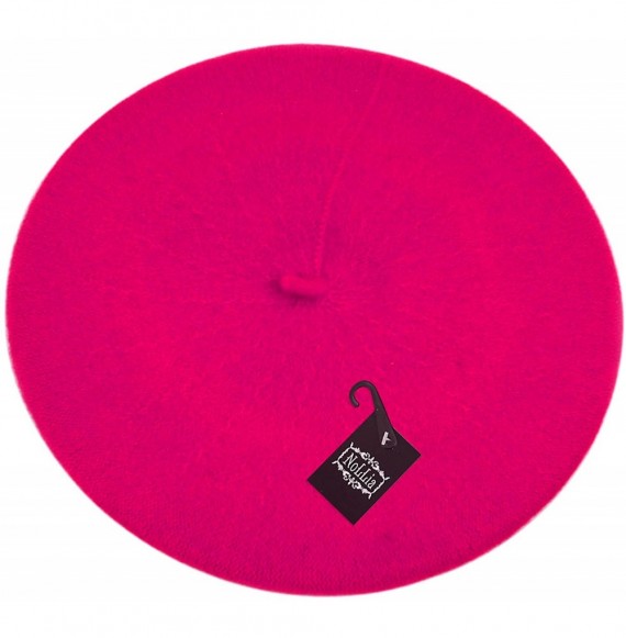 Berets Classic Solid Color Wool French Beret (Fuchsia) - C711CS1GQAD