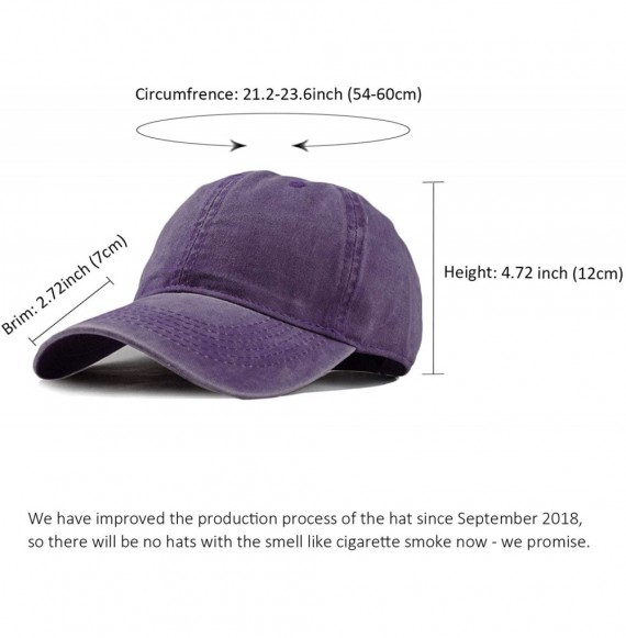 Baseball Caps Men Women Washed Distressed Twill Cotton Baseball Cap Vintage Adjustable Dad Hat - 1 Purple Vintage - CL18TTZSDE6