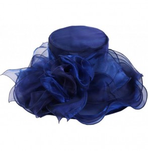 Sun Hats Womens Kentucky Derby Church Dress Fascinator Tea Party Wedding Hats S056 - Navy Flower - CE18DXO5CYE