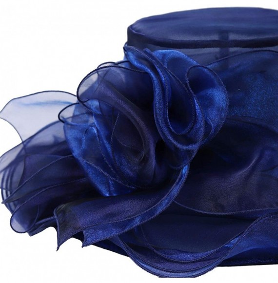 Sun Hats Womens Kentucky Derby Church Dress Fascinator Tea Party Wedding Hats S056 - Navy Flower - CE18DXO5CYE