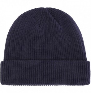 Skullies & Beanies Classic Men's Warm Winter Hats Acrylic Knit Cuff Beanie Cap Daily Beanie Hat - Navy Blue - C412MWVFCBZ