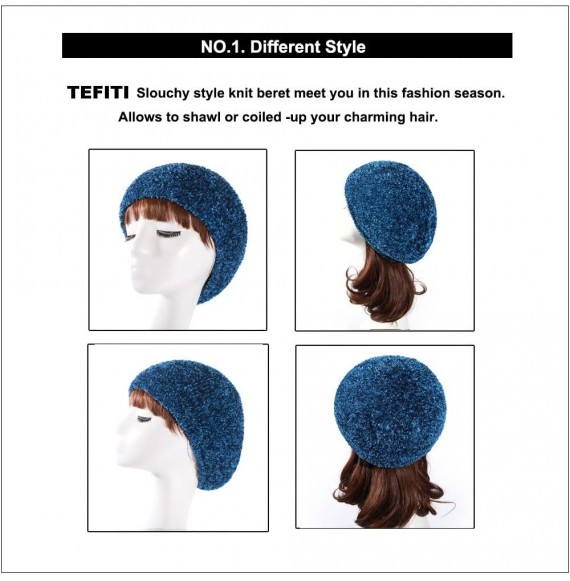 Skullies & Beanies Womens Lined Chenille Snood Turban-Cancer Headcover Knit Beret Beanie Cap Headscarves for Women - CR17YGW66LX