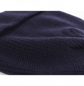 Skullies & Beanies Classic Men's Warm Winter Hats Acrylic Knit Cuff Beanie Cap Daily Beanie Hat - Navy Blue - C412MWVFCBZ