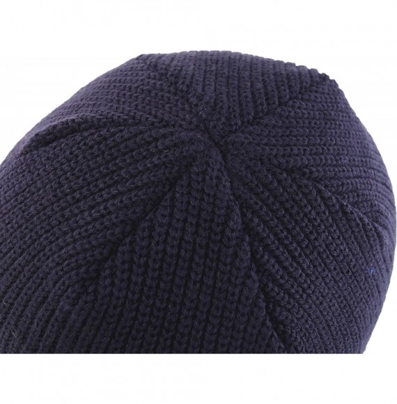 Skullies & Beanies Classic Men's Warm Winter Hats Acrylic Knit Cuff Beanie Cap Daily Beanie Hat - Navy Blue - C412MWVFCBZ