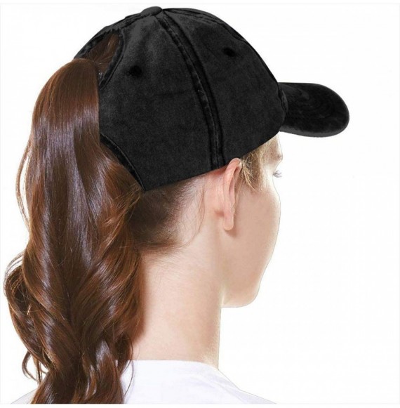 Baseball Caps Unisex Make America Great Again MAGA Vintage Adjustable Baseball Cap Denim Dad Hat - Ponytail Black - CS18RAZO45A