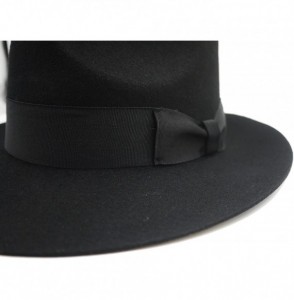 Fedoras Felt Fedora Wool Hat Classic Manhattan Mens Indiana Jones Hats Gangster Stain Unisex - Black - CU18CU7YELW