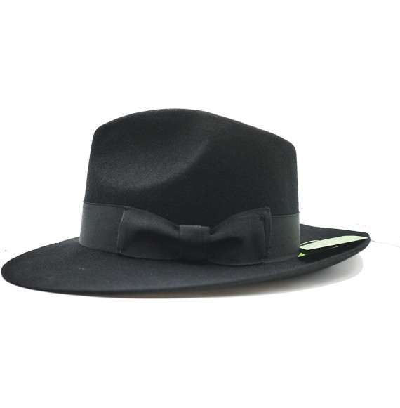 Fedoras Felt Fedora Wool Hat Classic Manhattan Mens Indiana Jones Hats Gangster Stain Unisex - Black - CU18CU7YELW