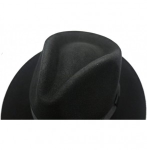 Fedoras Felt Fedora Wool Hat Classic Manhattan Mens Indiana Jones Hats Gangster Stain Unisex - Black - CU18CU7YELW