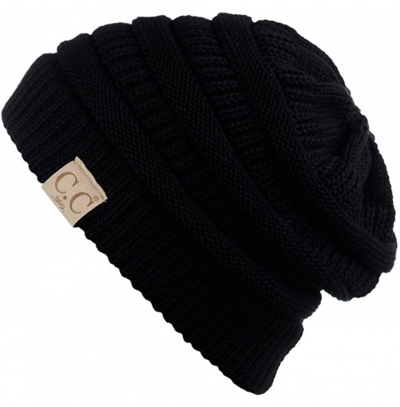 Skullies & Beanies BeanieTail Cotton Blend All Season Daily Messy High Bun Ponytail Beanie Hat - Black - CL17YYRH3QM