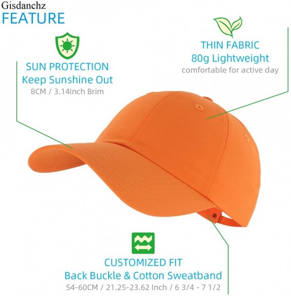 Baseball Caps 7-7 1/2 Quick Dry Breathable Ultralight Running Hat for Sport - Pure - Orange - CJ18UXM3TX2