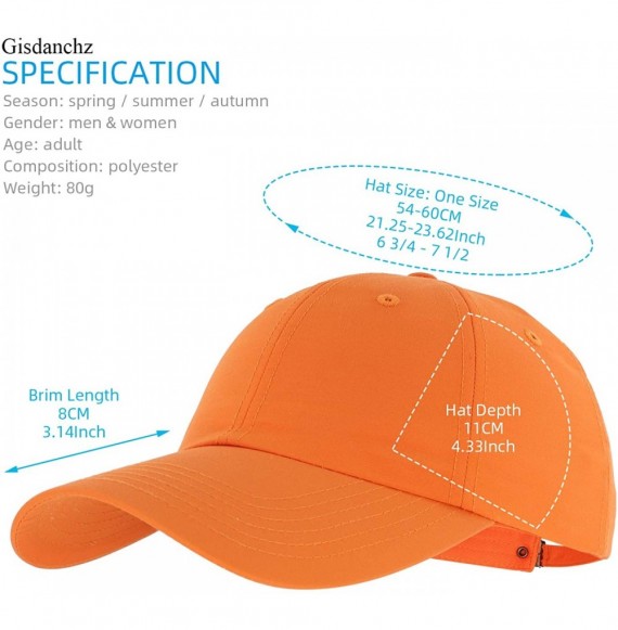 Baseball Caps 7-7 1/2 Quick Dry Breathable Ultralight Running Hat for Sport - Pure - Orange - CJ18UXM3TX2