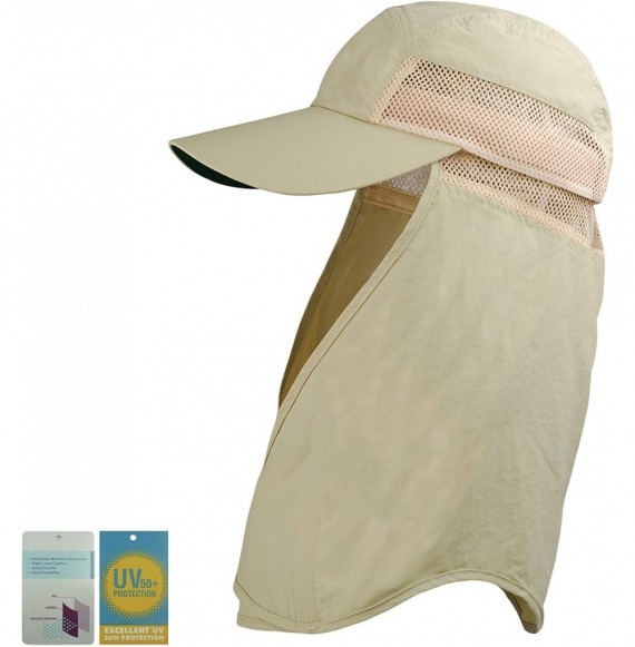 Sun Hats Taslon UV Cap with Removable Flap - Khaki - CU11LV4GUU5