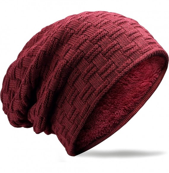 Skullies & Beanies muco Womens Beanie Knitted Beanies - Deep-red - C1189NQ0MEU