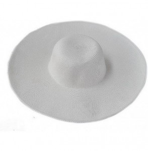 Sun Hats Women Wide Floppy Brim Summer Beach Outdoor Sun Hat - White - CU11JX6FV0X